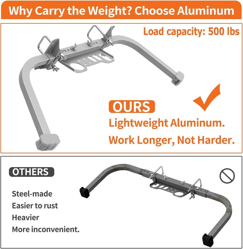 Foozet Aluminum Ladder Stabilizer, Heavy Duty Extended Ladder Accessories for Roof Gutter Guard Cleaning with Tool Tray, Ladder Stand-Off Wing Span with Non-Slip Rubber Bottom Pad - Image 4